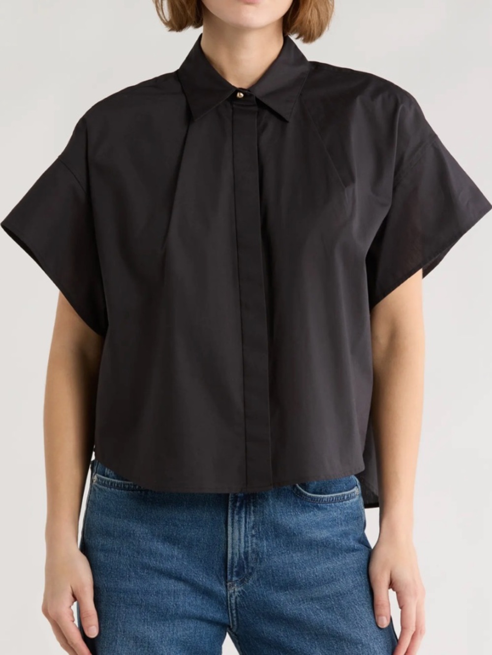 Rag & Bone Maura Short Sleeve Cotton Poplin Button-Up Shirt